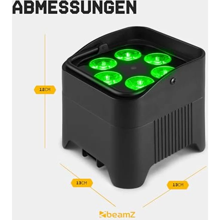 BeamZ BBP96SB Bodenstrahler, Akkubetriebener LED-Uplight Par mit 6x 12W 6-in-1 RGBAW-UV LEDs, Schwarz, bis zu 9 Stunden Betriebszeit, DMX-fähig – Bild 8