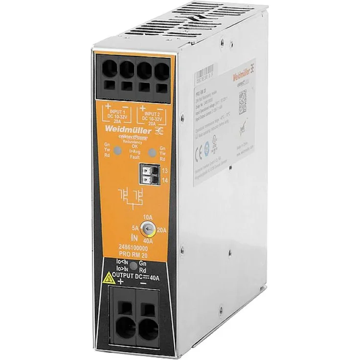 Weidmüller PRO RM 20, Redundanzmodul Stromversorgung, für unabhängige Teilstromversorgungen, 952 W