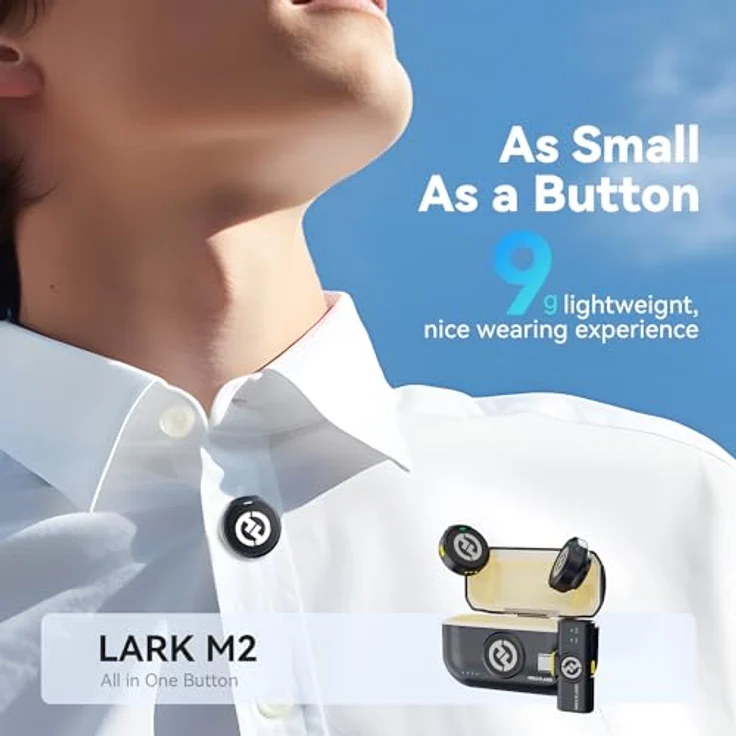Hollyland Mikrofon Lark M2 für USB-C, drahtloses Mikrofon mit verlustfreier Klangwiedergabe, 30 Stunden Akkulaufzeit – Bild 2
