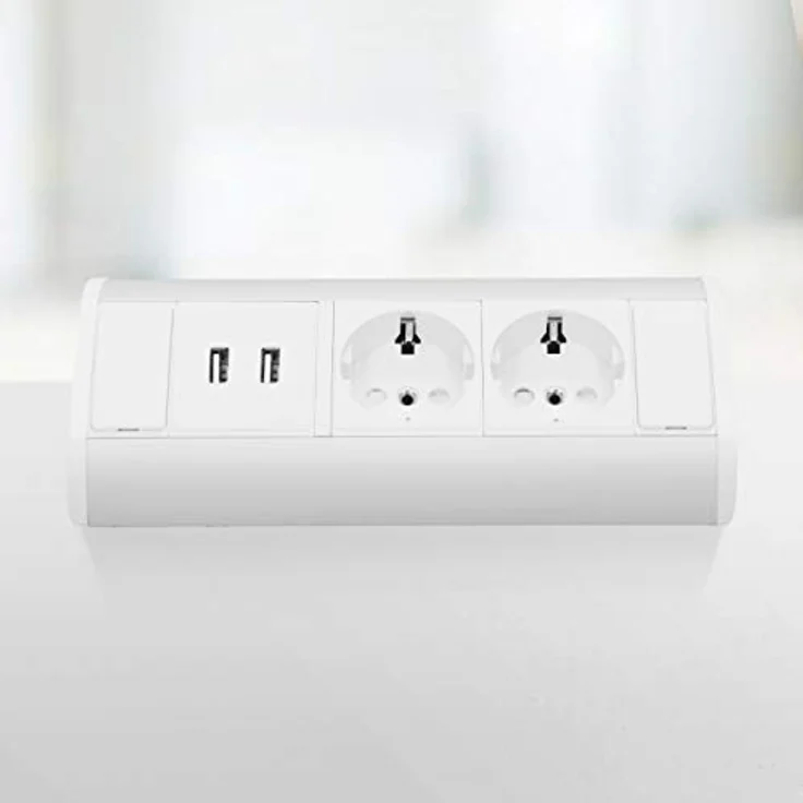 ORNO OR-GM-9003/W-G(GS) Ecksteckdose 2 Fach mit Kindersicherung + 2X USB Ladegerät 45° Aufbau-Montage – Bild 2