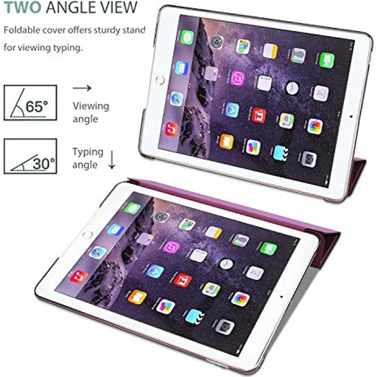 ProCase Hülle für iPad Air 2 (2014 Release), Ultraleichte Stand Schutzhülle mit Translucent Frosted Rückseite, Automatische Schlaf/Aufwach-Funktion - Wein – Bild 5