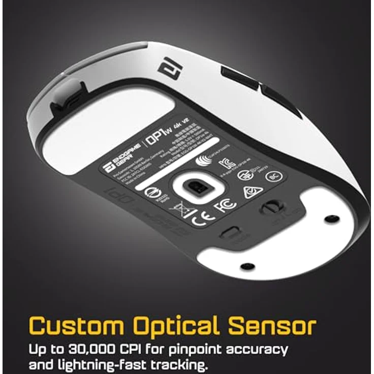 Endgame Gear OP1w 4k v2, Kabellose Gaming-Maus mit 4.000 Hz Polling-Rate, Custom PixArt PAW3950 Sensor, 60 g, weiß – Bild 5