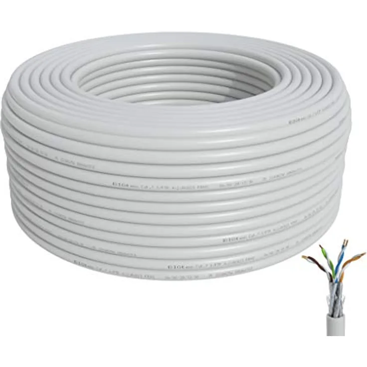 BIGtec CAT 7 Netzwerkkabel Verlegekabel LAN Kabel 100m weiß CAT7 PiMF S/FTP halogenfrei BauPVO Eca POE Gigabit Netzwerk Installationskabel Datenkabel CAT.7