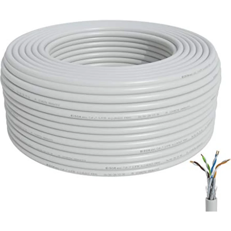 BIGtec CAT 7 Netzwerkkabel Verlegekabel LAN Kabel 100m weiß CAT7 PiMF S/FTP halogenfrei BauPVO Eca POE Gigabit Netzwerk Installationskabel Datenkabel CAT.7 – Bild 1