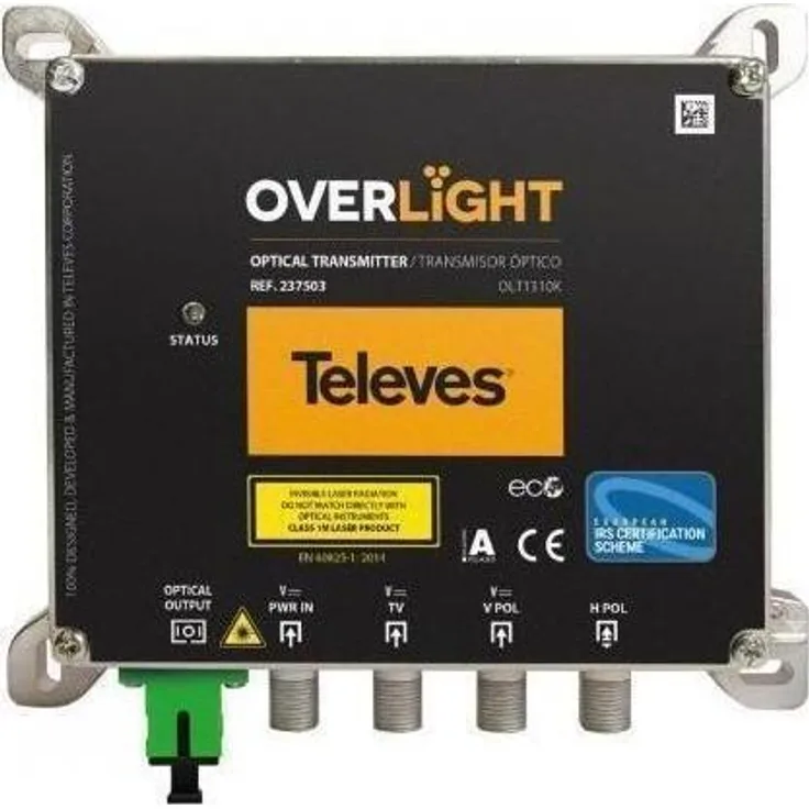 Televes OLT1310K, Optischer Sender 2xSAT Wideband, 1310nm, Schwarz, für bis zu 64 Nutzer, hohe Signalqualität, kompakte Bauweise
