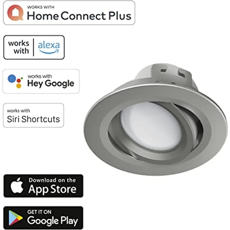 Hama WLAN LED-Einbauspot CCT, App-Steuerung, schwenkbar, Nickel, dimmbar, 120° Abstrahlwinkel – Bild 2