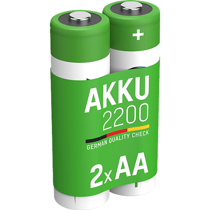 ANSMANN NiMH Akku 2er Set, Nickel-Metallhydrid, 1.2 Volt, 2200 mAh