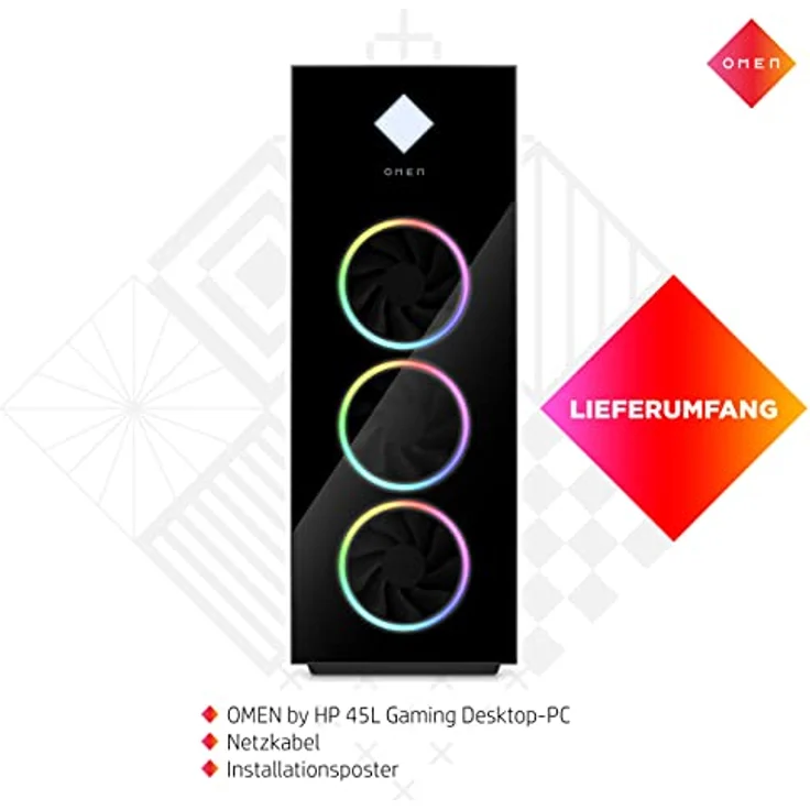 HP OMEN Gaming PC | 45L | AMD Ryzen 9 7950X3D | 32GB RAM | 2TB SSD | GeForce RTX 4070 (12GB) | Flüssigkeitskühlung, Schwarz – Bild 3