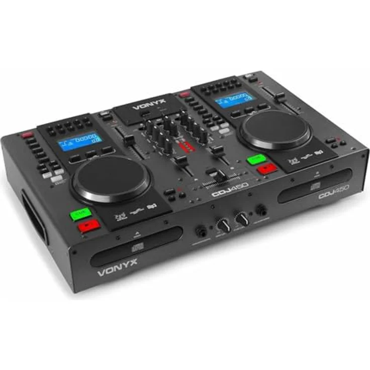 Vonyx CDJ450 DJ Konsole mit Bluetooth, 2 MP3 CD Mediaplayern, 2-Kanal-Mixer, Jogwheels und USB-Anschlüssen für Anfänger – Bild 2