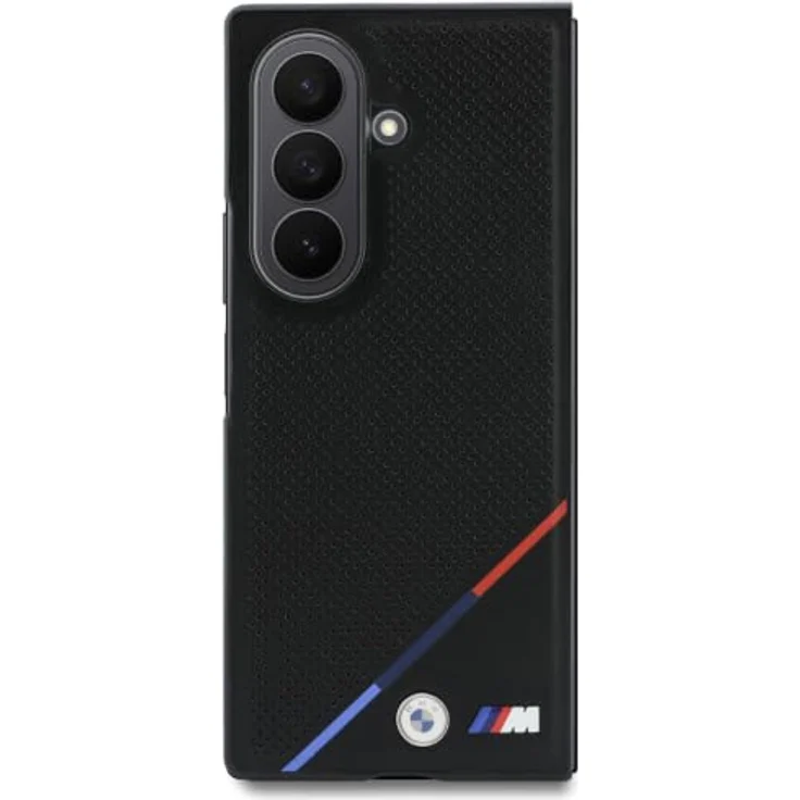 BMW M Leather Perforated Tricolor Stripe MagSafe Case für Samsung Galaxy Z Fold 8 Ultra, Schwarz – Bild 2