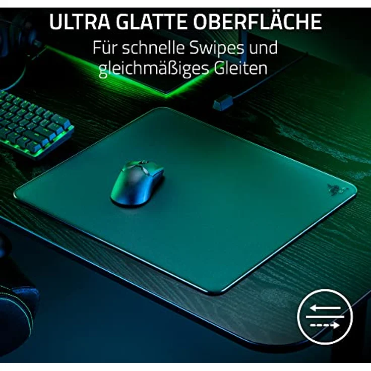 Razer Atlas - Glasmausmatte (Premium gehärtetes Glas, Ultra-Glatte Oberfläche, Mikrogeätzte Oberfläche, Schmutz- und kratzabweisend, Leisere Mausbewegungen, rutschfeste Gummibasis) Schwarz – Bild 3