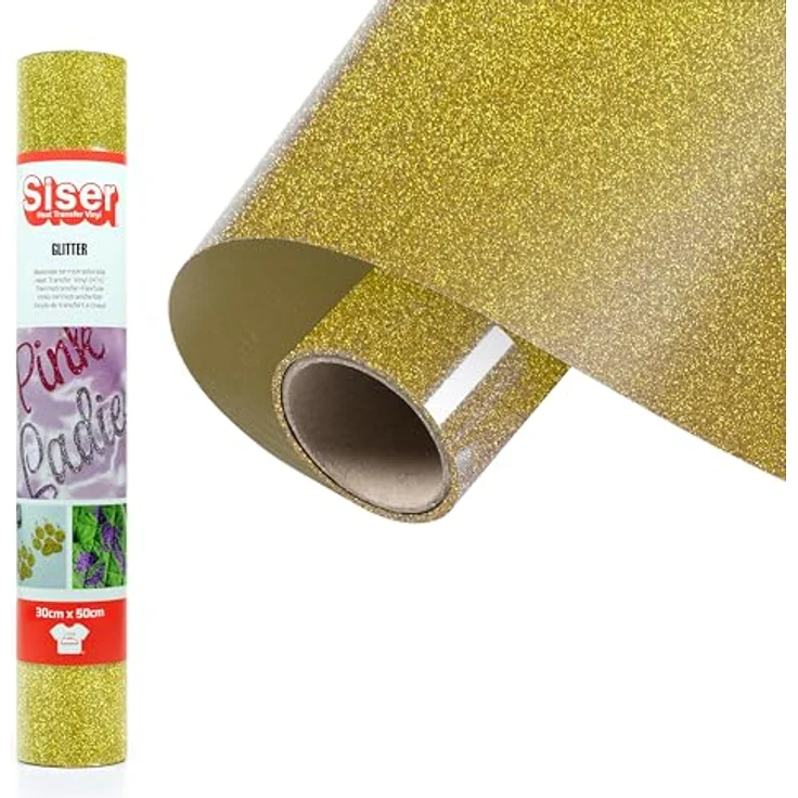 Siser Transferfolie Glitter für Cad-Cut ®, 30 cm Breite, Gold, für textile Anwendungen – Bild 1