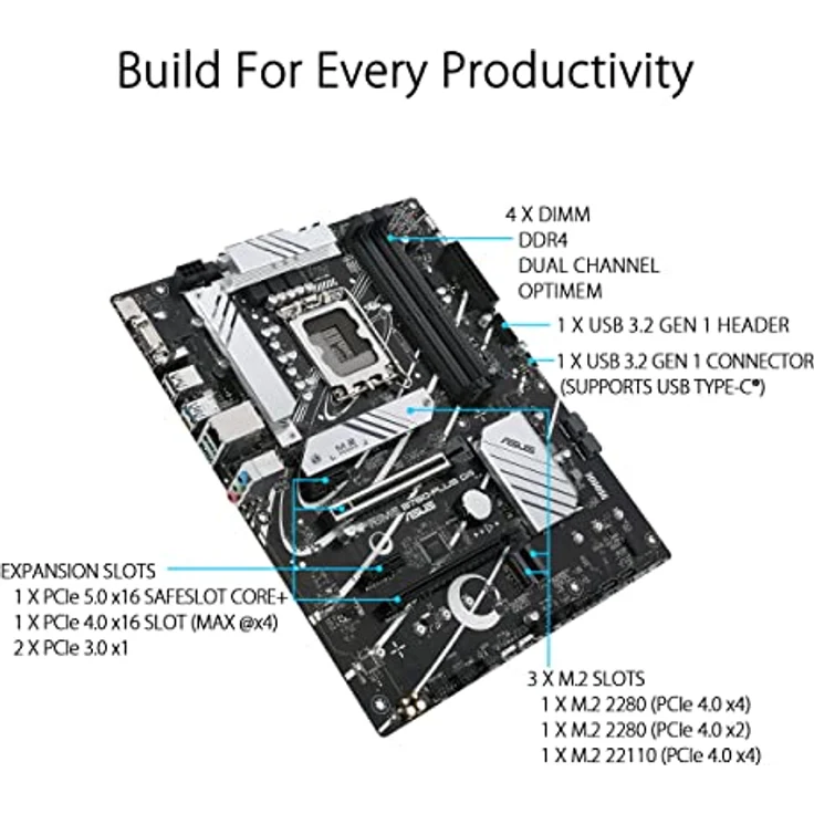 ASUS PRIME B760-PLUS D4 Gaming Mainboard Sockel Intel LGA 1700 – Bild 3