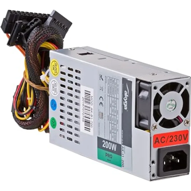 Akyga AK-I1-200, PC Netzteil 200 W mit 80 PLUS-Zertifizierung, aktiv, grau