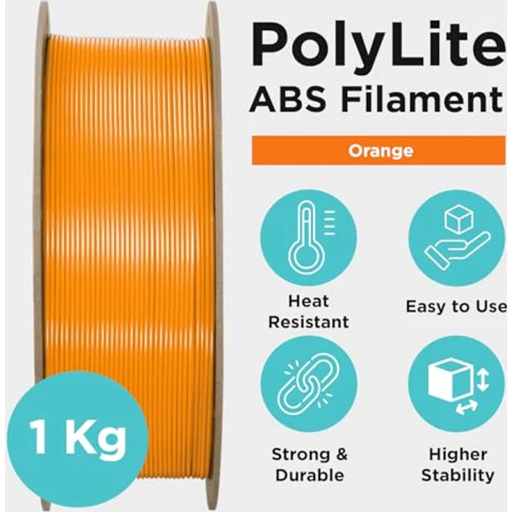 Polymaker PolyLite ABS Filament, geruchsarm, 1.75mm, 1000g, orange, hitzebeständig und schlagfest – Bild 4