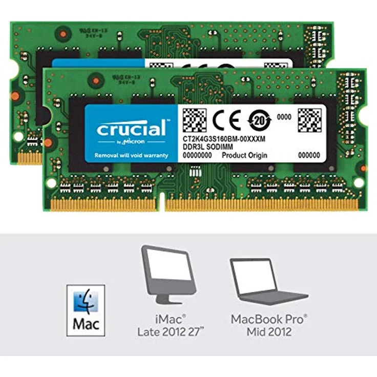 Crucial CT2K4G3S160BM 8GB (4GBx2) Speicher Kit für Mac (DDR3-DDR3L, 1600 MT-s, PC3-12800, SODIMM, 204-Pin) – Bild 3