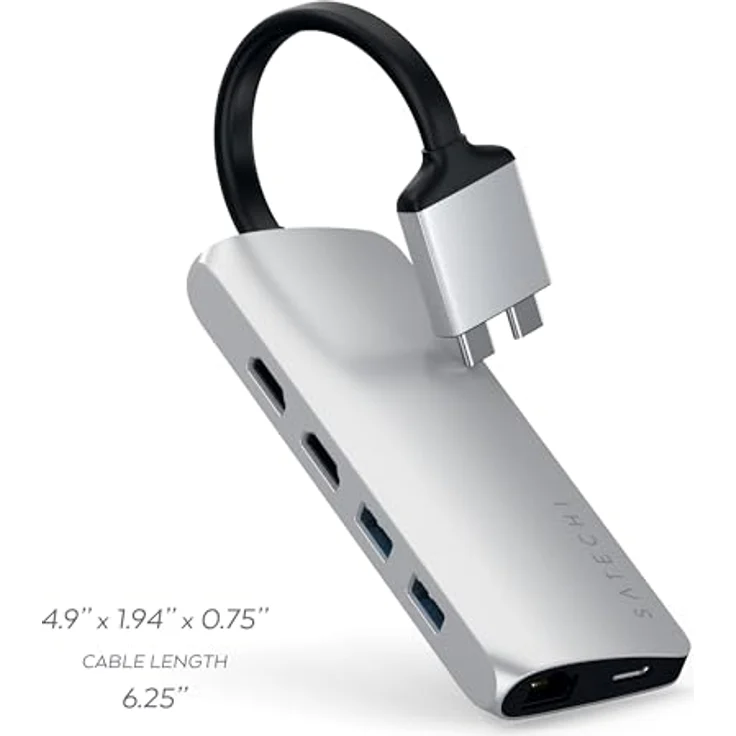 Satechi USB-C Dual Multimedia Adapter 4K Silber – Bild 5