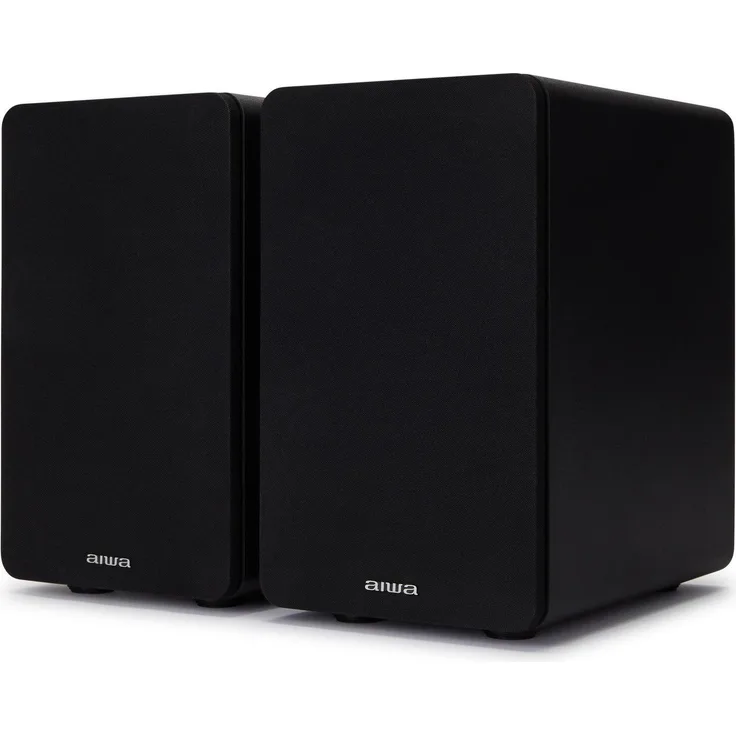 Aiwa Sp-A100 Regálové Reproboxy, 2x70W RMS Hochleistungs-Lautsprechersystem in Schwarz mit 5,25" Tieftöner und silikongepolsterten Füßen