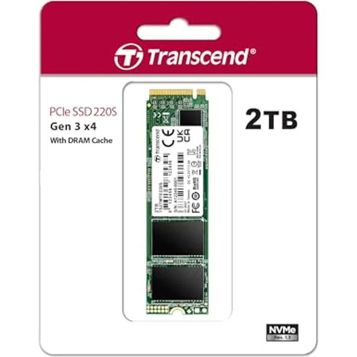 Transcend TS2TMTE220S 2TB M.2 Ultra-Highspeed SSD für High-End-Anwendungen (Gaming, digitale Audio- und Videoproduktionen etc.), schnelle Übertragung bis zu 3.500-2.700 MB-s, PCIe Gen3 x4, 2280 – Bild 2