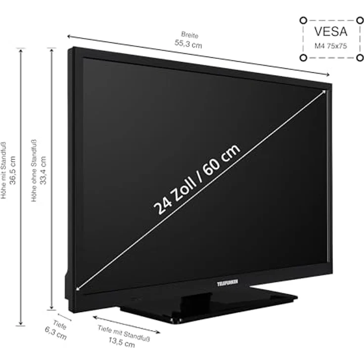 Telefunken XH24O550M Fernseher 24 Zoll HD-Ready LED TV mit integriertem Triple-Tuner, schwarz – Bild 2