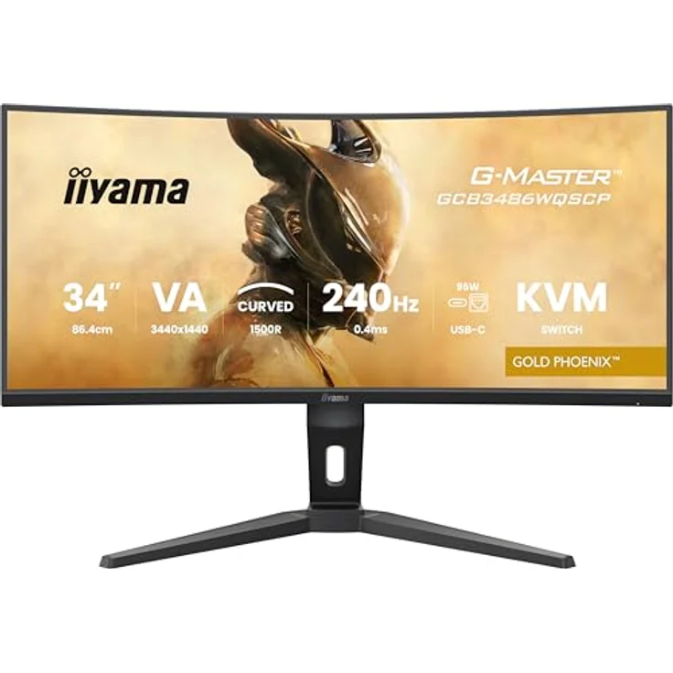 iiyama G-MASTER Gold Phoenix GCB3486WQSCP-B1, 34" Curved VA LED Gaming Monitor, 3440x1440 UWQHD, 240Hz, 0.4ms, KVM, HDR400, FreeSync Premium, höhenverstellbar – Bild 2