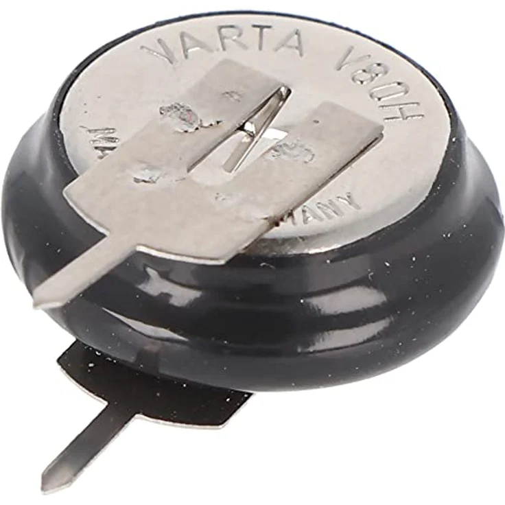 Varta V80H NiMH Knopfzelle, aufladbarer Akku mit 1,2V und 80mAh, Printanschluss +- – Bild 2