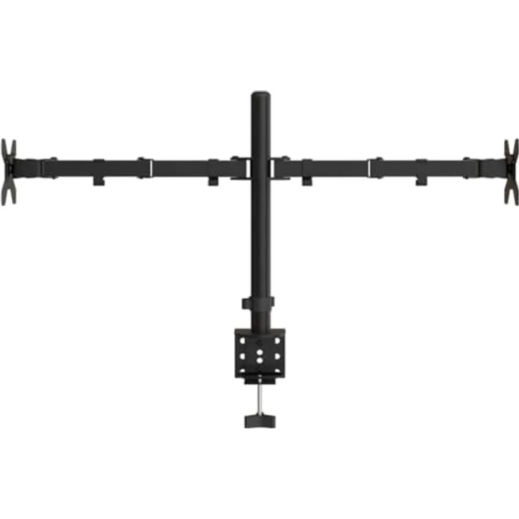 vidaXL Tischhalterung, Verstellbar Monitorhalterung mit C-Klemme für 2 Monitore, VESA 75/100 mm, Schwarz Stahl – Bild 5