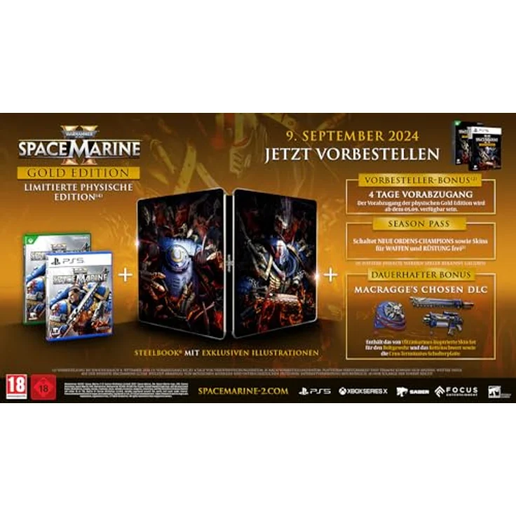 Focus Home Interactive Warhammer 40,000: Space Marine 2 Gold Edition (Xbox Series X), Third-Person-Action gegen gnadenlose Tyranidenschwärme, exklusives Steelbook und 72 Stunden "Early Access" – Bild 1