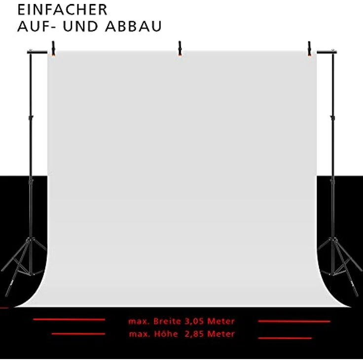 Rollei Hintergrund-Stativset , perfekte Foto Studio Hintergrund Halterung zum befestigen von Greesnscreens oder farbigen Hintergründen (Hintergrund Stativ-Set inkl. 3 Hintergründe) – Bild 4