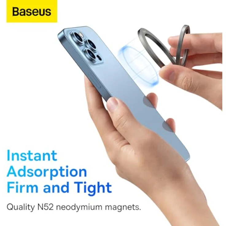 Baseus Tool Halo Magnetic Ring Holder Phone Stand, Aluminium Legierung, für Smartphones ab 5.4 Zoll, grau – Bild 4