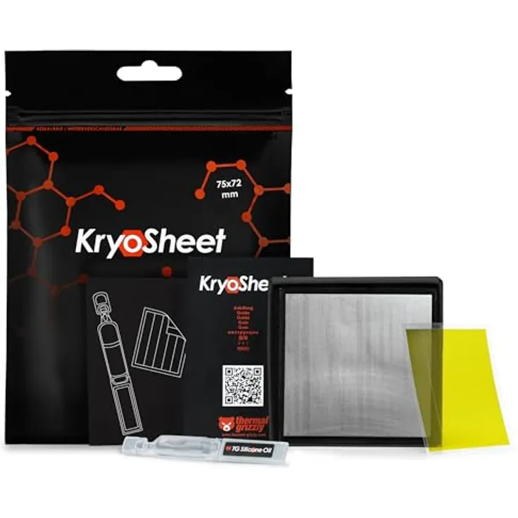 Thermal Grizzly KryoSheet Wärmeleitpad, 75 x 72 mm, hohe Wärmeleitfähigkeit, 0,2 mm Stärke, kompatibel mit AMD EPYC 9000