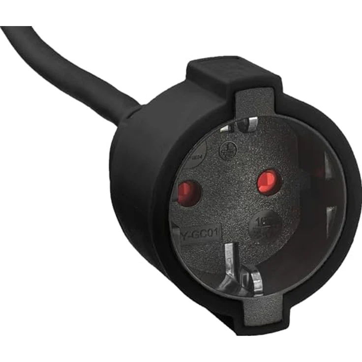 Meister Schutzkontakt-Verlängerung - 2 m Kabel - schwarz - Kunststoffleitung - IP20 Innenbereich - Kupplung mit Berührungsschutz - Schuko-Verlängerung - 7432220 – Bild 2