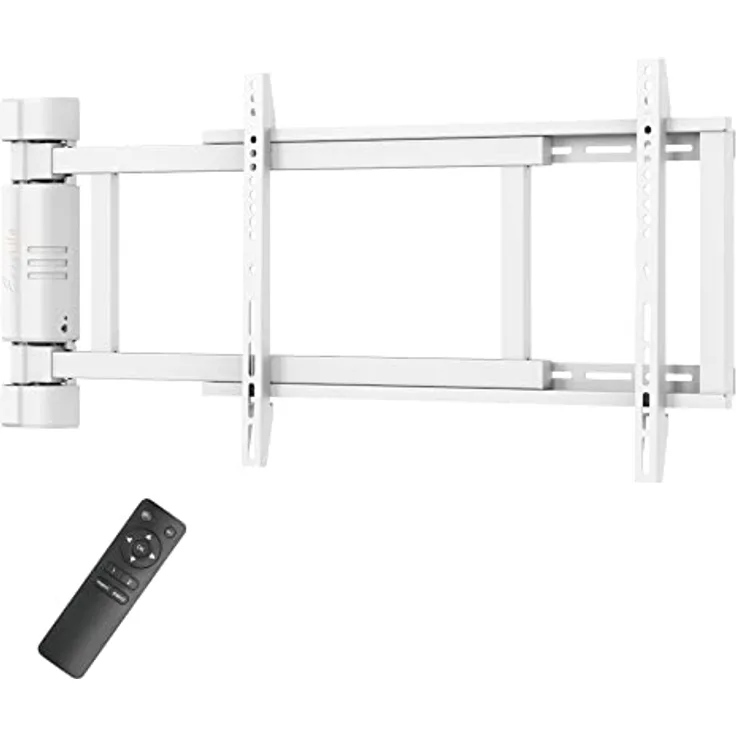 EasyLife TV Wandhalterung bis 170° elektrisch schwenkbar, VESA Wandhalterung bis 600x400 für LCD/OLED/Curved TV, Fernseher, Monitor, Display, Smartboard von 32-75 Zoll & 50kg max, Weiß