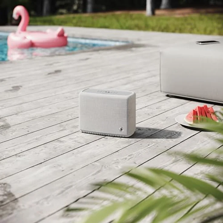 Audio Pro A15W, Tragbarer Multiroom Lautsprecher mit 40W Class-D, bis zu 19h Akku, IPX2 Spritzwasserschutz, AirPlay 2, Google Cast, Bluetooth (Hellgrau) – Bild 2