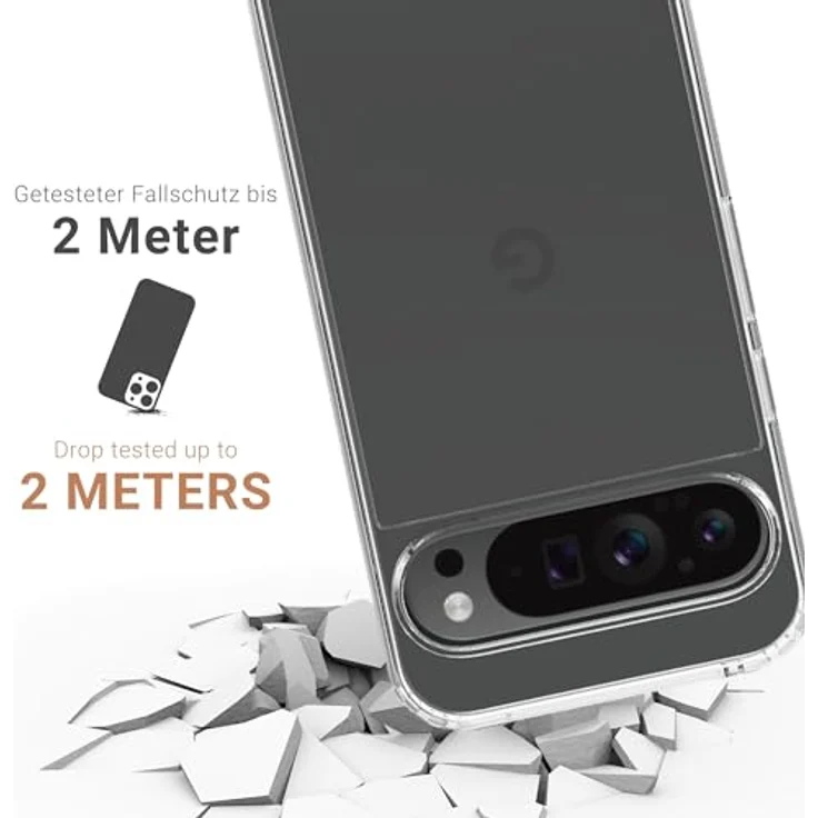 JT Berlin Pankow-Clear Schutzhülle für Google Pixel 9/9 Pro, transparent, Wireless-Charging kompatibel, stoßabsorbierender TPU Rahmen, kratzfeste Rückseite aus Acrylglas, anti-fingerabdruck. – Bild 3