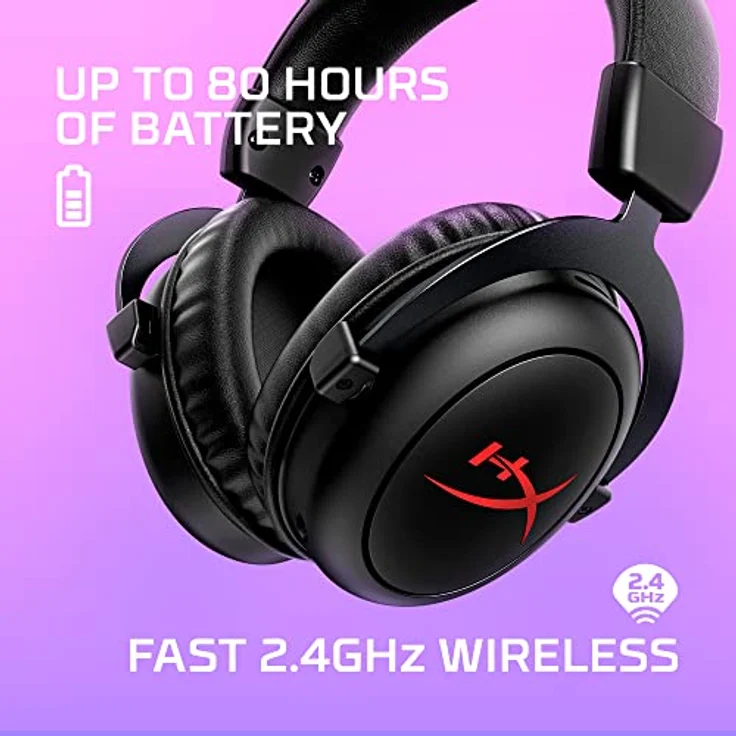 HyperX Cloud II Core Wireless - Gaming Headset for PC, DTS Headphone:X Spatial Audio, Memory Foam Ear Pads, Black – Bild 2