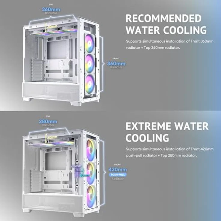 Antec Flux PC-Gehäuse, Full-Tower E-ATX, Aluminium & Holzrahmen, Tempered Glass, bis zu 2x 360mm Radiator Support, weiß – Bild 11
