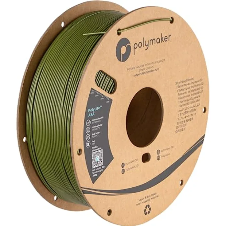 Polymaker PolyLite ASA Army Green Filament, witterungsbeständig, UV-beständig, hitzebeständig, 1.75 mm