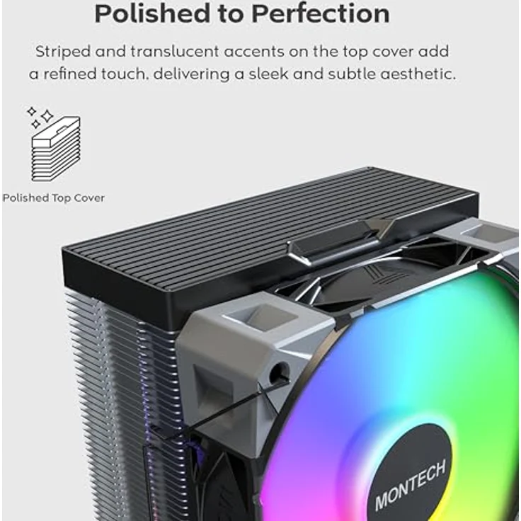 Montech NX400 Black, ARGB CPU-Kühler - 120mm, schwarz, leistungsstarker Prozessorlüfter – Bild 7