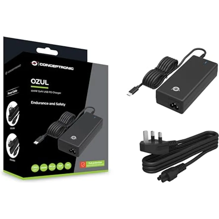 CONCEPTRONIC OZUL03BUK 100-W-GaN-Desktop-USB-PD-Ladegerät, integriertes USB-C-Kabel