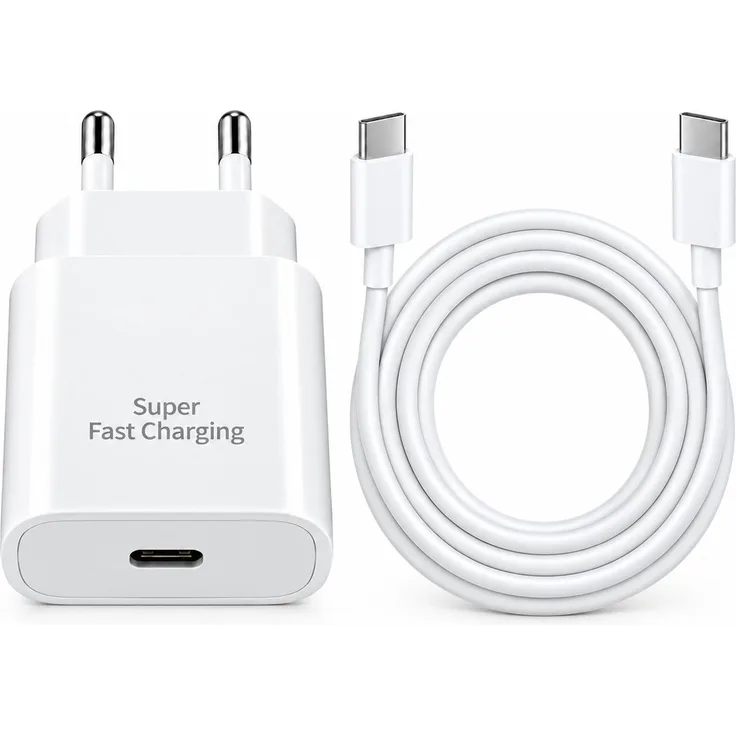 Ventarent 25 W USB-C Ladeset für Samsung Galaxy S24 Serie, 1 m USB-C Kabel, Weiß