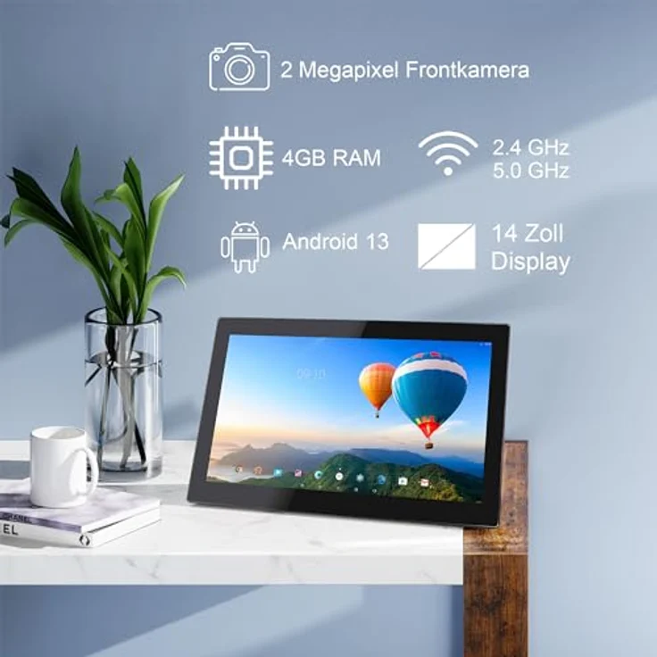 14" (35,56 cm) XORO MegaPAD 1404 V7 Tablet-PC mit FullHD Multitouch IPS Display, Android 13, 64Bit SixCore CPU, 4GB RAM, 64 GM Speicher, Dual WLAN, GigaBit LAN, Bluetooth, Mikrofon, Kamera – Bild 4