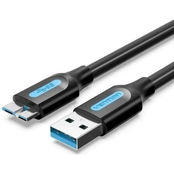 VENTION COPBI Festplattenkabel, 3 m, USB 3.0 Typ A auf Micro USB B, 5 Gbit/s, schwarz, kompatibel mit Seagate, Western, Toshiba und mehr