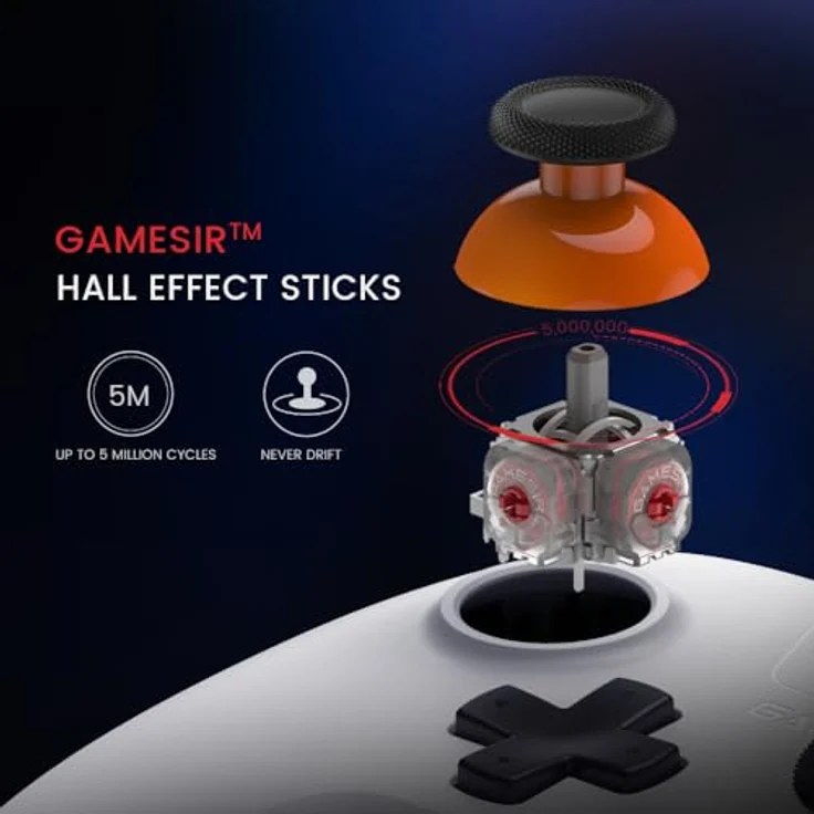 GameSir Nova Lite Wireless Controller, Tri-Mode Konnektivität, PC Gamepad Joystick für Windows PC/Switch/Stem/iOS/Android, mit Hall-Effekt Trigger, DualVibration, Turbo, Bewegung (weiß) – Bild 4