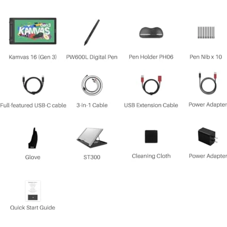 HUION KAMVAS 16 Gen 3 2,5K QHD Grafiktablett mit Display, 15,8 Zoll Zeichentablett in Schwarz, 99% sRGB, PenTech 4.0, 16384 Stift – Bild 8