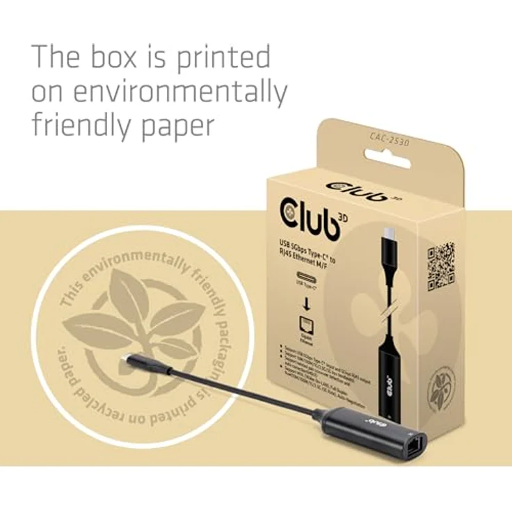 Club3d CLUB3D USB 5Gbps Type-C® to RJ45 Ethernet Adapter, Netzwerkzugang für Laptop und Tablet mit 5Gbps Bandbreite und umfassender Kompatibilität – Bild 6