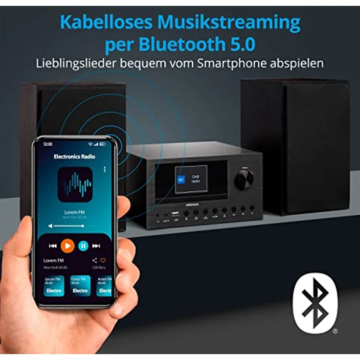 MEDION P85003 Micro Audio System Kompaktanlage (Internetradio, DAB+, PLL UKW Radio, Bluetooth, USB Anschluss, AUX, 2x150 W) – Bild 3