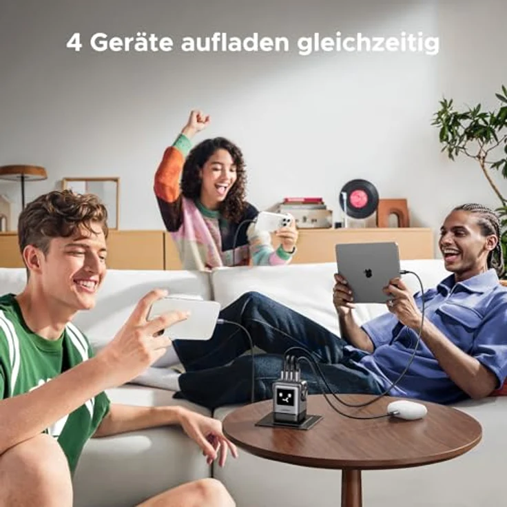 UGREEN UNO USB C Ladegerät 100W GaN Netzteil 4-Port Schnellladegerät LED Display Robot Charger (Schwarz) - Kompatibel mit MacBook Pro/Air, iPad, iPhone 16 Pro Max, 15 Pro, Galaxy S24 Ultra, Steam Deck – Bild 4