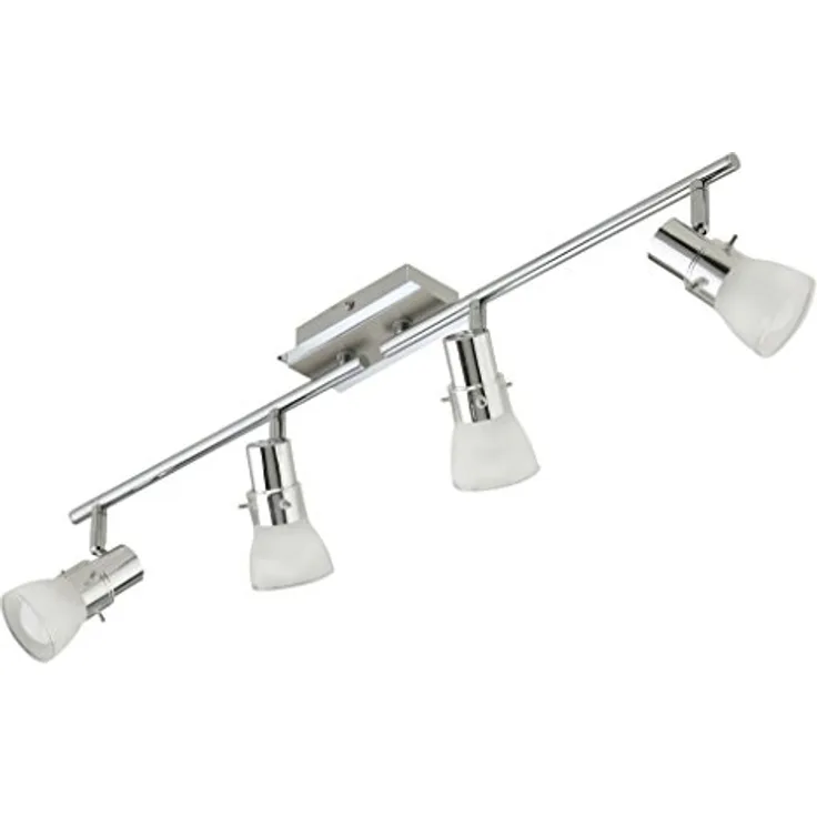 Trango 4-flammig 1007-48 LED Deckenleuchte - Chrom-Optik gebürstet *FREYA* inkl. 4x E14 LED Leuchtmittel 3.000K warmweiß - Badleuchte, Flurleuchte, Küchenleuchte - Schwenkbare Deckenlampe, Kronleuchter