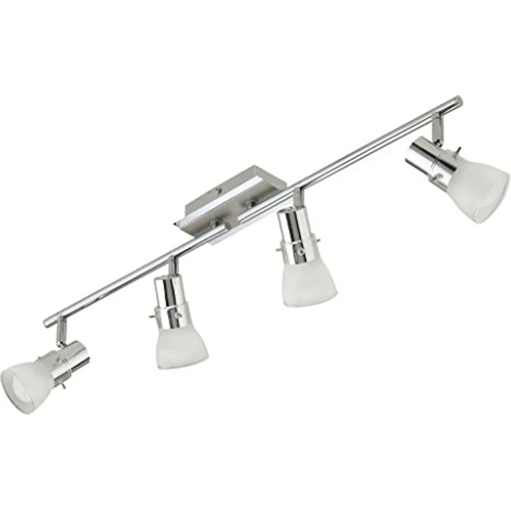 Trango 4-flammig 1007-48 LED Deckenleuchte - Chrom-Optik gebürstet *FREYA* inkl. 4x E14 LED Leuchtmittel 3.000K warmweiß - Badleuchte, Flurleuchte, Küchenleuchte - Schwenkbare Deckenlampe, Kronleuchter – Bild 1